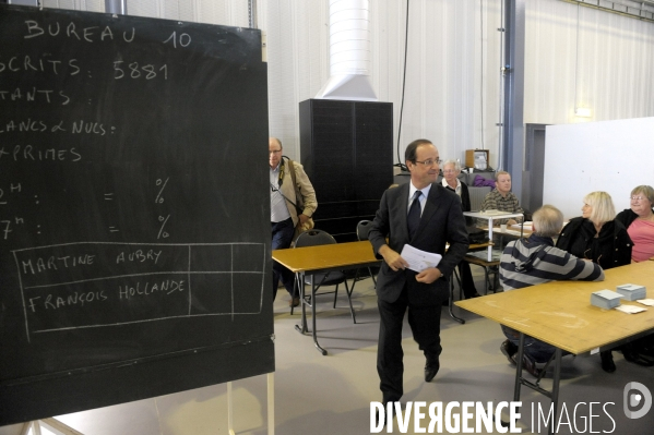 Francois hollande en correze et a paris. second tour de l election primaire.