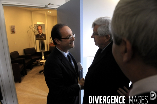 Coulisses de l election. francois hollande a son qg de campagne