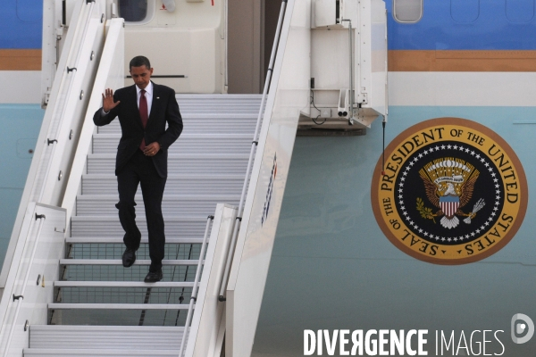 Arrivée en France du président des Etats Unis Barack OBAMA  à la veille des cérémonies de commemoration du 65 eme anniversaire du débarquement de Normandie