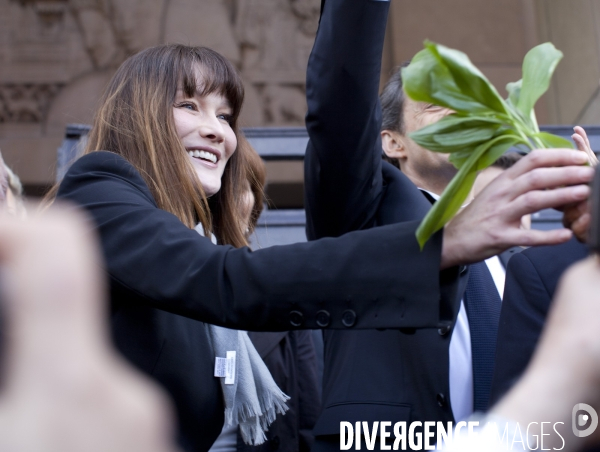 Nicolas sarkozy et carla bruni-sarkozy au rassemblment du 1 er mai, place du trocadéro