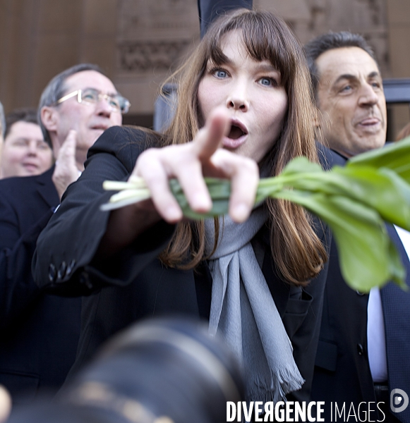 Nicolas sarkozy et carla bruni-sarkozy au rassemblment du 1 er mai, place du trocadéro