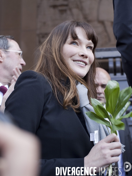 Nicolas sarkozy et carla bruni-sarkozy au rassemblment du 1 er mai, place du trocadéro