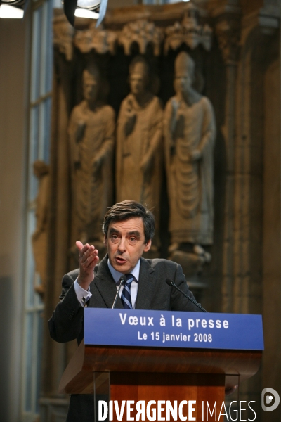 Voeux a la presse du premier ministre francois fillon, a la cite de l architecture et du patrimoine.