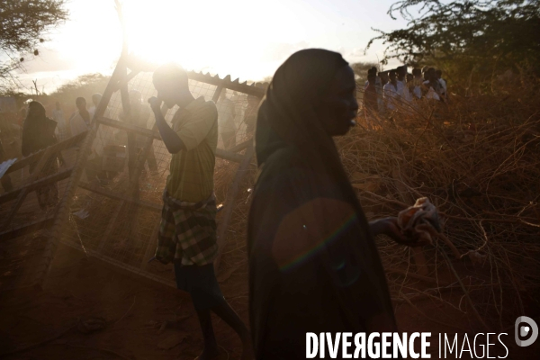 Food distribution by a koweit ngo in the ifo refugees camp of dadaab, east kenya.