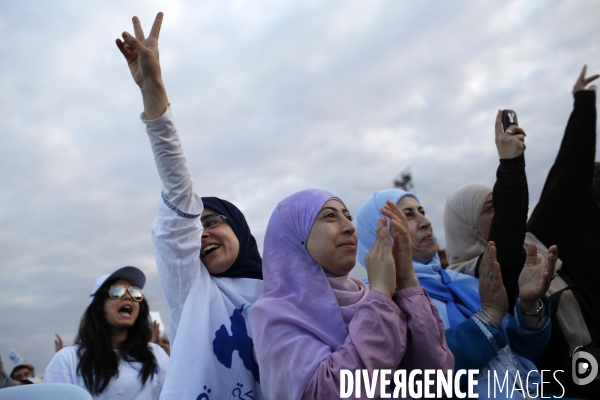 Le dernier meeting politique du parti islamique ennahdha a tunis, deux jours avant les elections de   l  assemblee constituante.