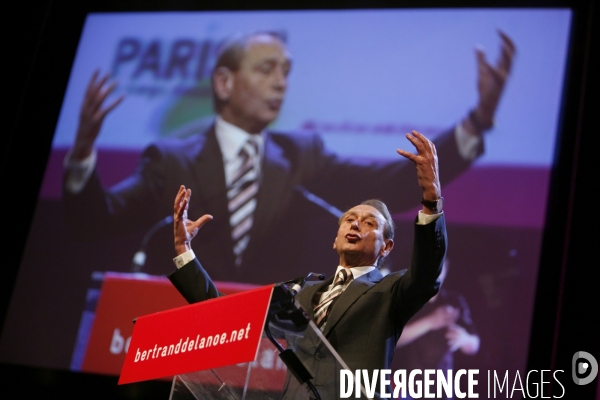 Meeting, au zenith, de bertrand delanoe, candidat pour les municipales a paris.