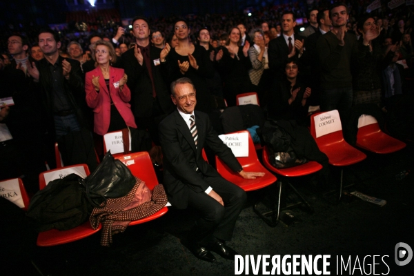 Meeting, au zenith, de bertrand delanoe, candidat pour les municipales a paris.