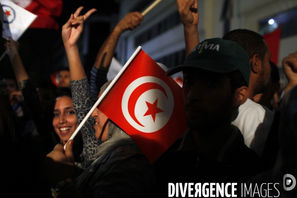 Soiree de victoire du parti islamiste tunisien ennhadha aux elections pour l assemblee constituante.