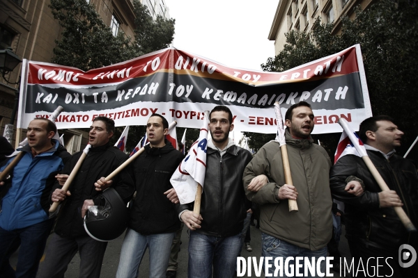 Manifestation des fonctionnaires dans le cadre de la greve en grece.