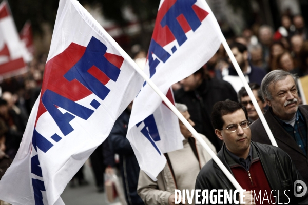 Manifestation des fonctionnaires dans le cadre de la greve en grece.