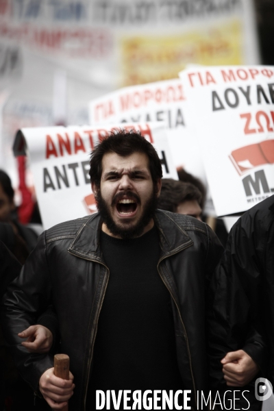 Manifestation des fonctionnaires dans le cadre de la greve en grece.