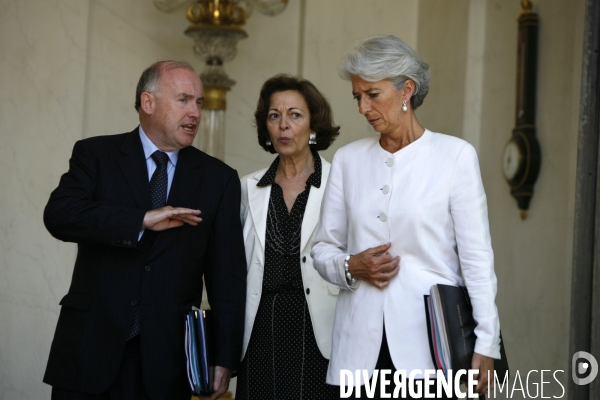 Sortie du conseil des ministres du palais de l elysee.