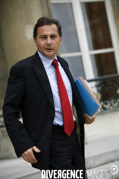 Sortie du conseil des ministres a l elysee.