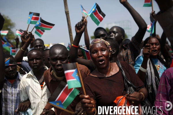 Manifestation dans les rues de juba la capitale du sud soudan, afin de commemorer la journee d independance le 9 juillet 2011.