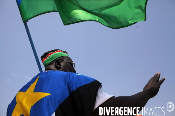Manifestation dans les rues de juba la capitale du sud soudan,en vue de commemorer la journee d independance le 9 juillet 2011.