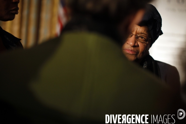Ellen johnson sirleaf, president of liberia, and nobel prize for peace in 2011.
