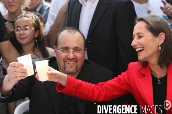 Segolene Royal en deplacement en ile de france pour soutenir les candidats PS aux legislatives. circonscription de Julien Dray a Sainte Genevieve des Bois