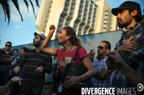 Rassemblement contre la montee de l islamisme en tunisie, apres la victoire du parti islamiste aux elections.