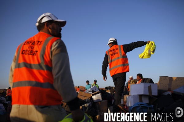 Rally du 4l trophy dans le desert marocain.