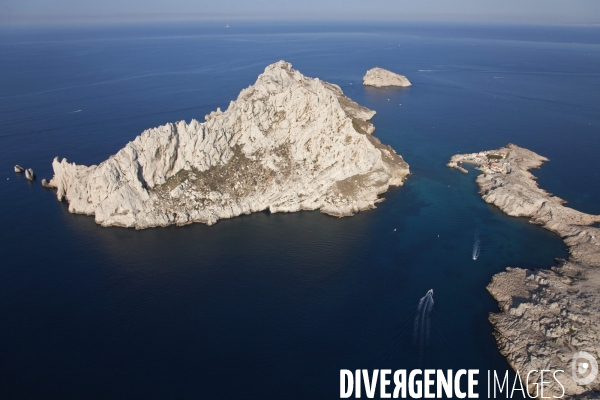 Vue aérienne du Parc National des Calanques, entre Marseille, Cassis et La Ciotat