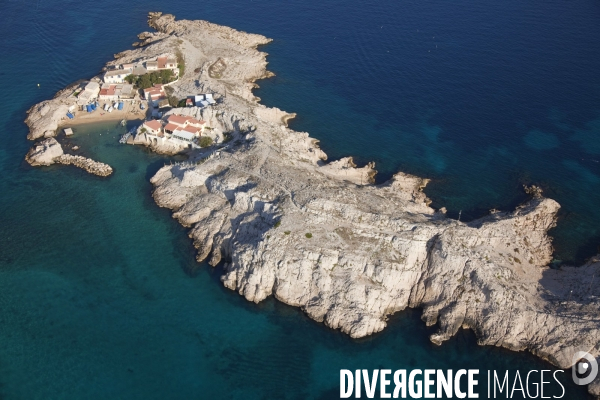Vue aérienne du Parc National des Calanques, entre Marseille, Cassis et La Ciotat