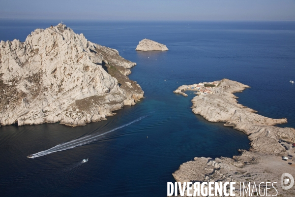 Vue aérienne du Parc National des Calanques, entre Marseille, Cassis et La Ciotat