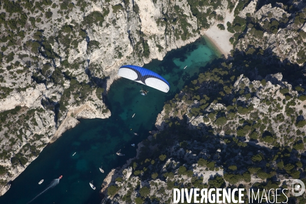 Vue aérienne du Parc National des Calanques, entre Marseille, Cassis et La Ciotat