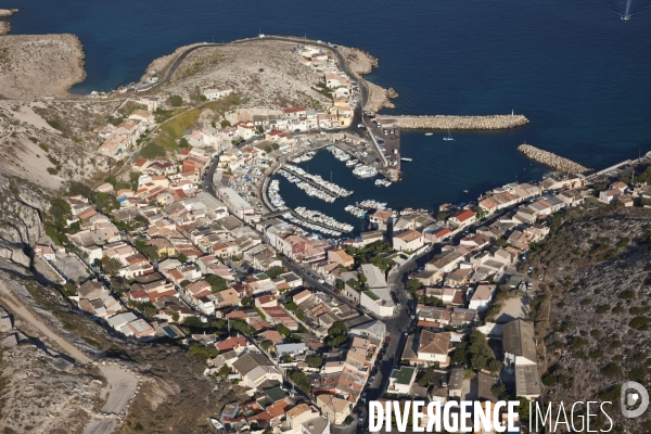 Vue aérienne du Parc National des Calanques, entre Marseille, Cassis et La Ciotat
