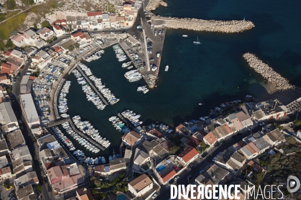 Vue aérienne du Parc National des Calanques, entre Marseille, Cassis et La Ciotat