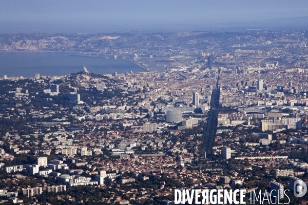 Vue aérienne du Parc National des Calanques, entre Marseille, Cassis et La Ciotat