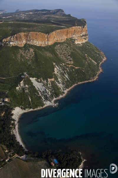 Vue aérienne du Parc National des Calanques, entre Marseille, Cassis et La Ciotat