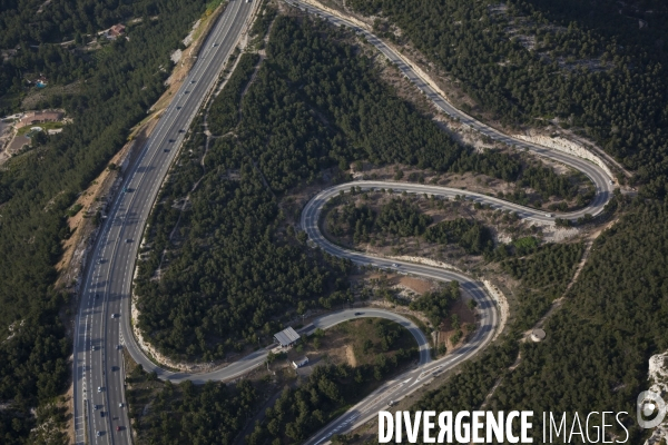 Vue aérienne du Parc National des Calanques, entre Marseille, Cassis et La Ciotat