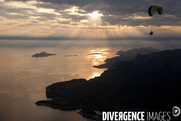 Vue aérienne du Parc National des Calanques, entre Marseille, Cassis et La Ciotat