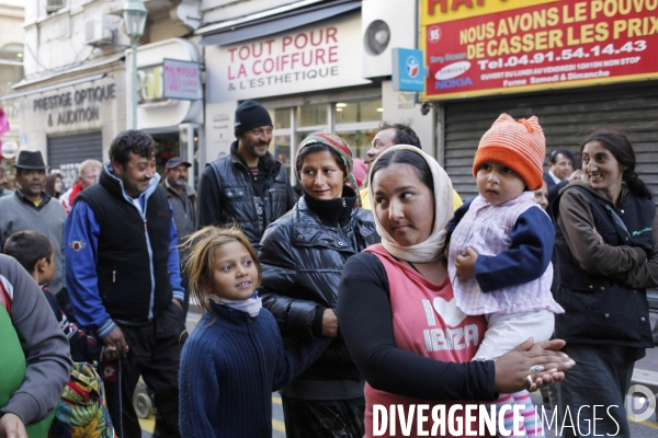 Manifestation contre les expulsions de Roms