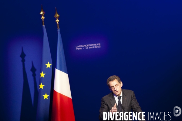 Paris : Nicolas Sarkozy,  meeting a la mutualite.