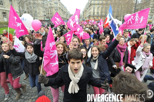 Manif pour tous contre le mariage homosexuel.