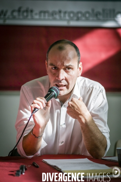 Laurent Berger, secrétaire général du syndicat CFDT en visite à Lille