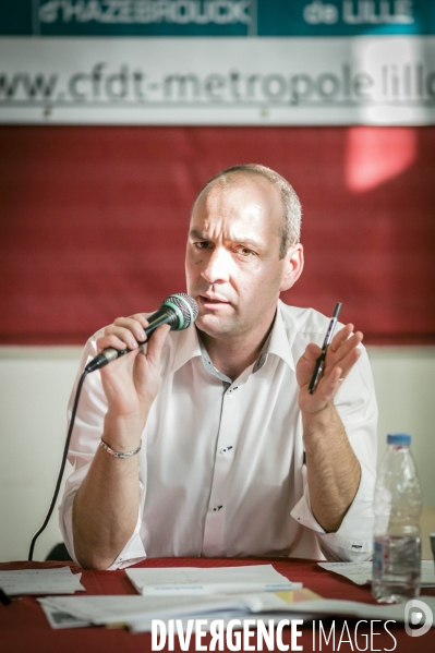 Laurent Berger, secrétaire général du syndicat CFDT en visite à Lille