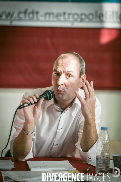 Laurent Berger, secrétaire général du syndicat CFDT en visite à Lille