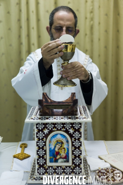 Coptes Catholiques, region d El Minya, Egypte.