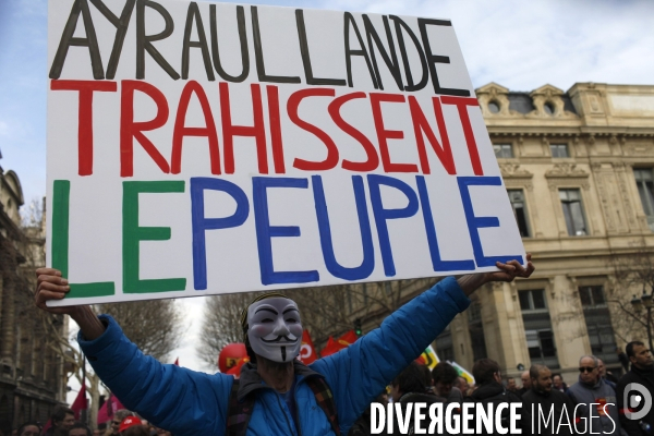 Manifestation contre l accord de  Sécurisation de l Emploi  à l appel de la CGT et de FO