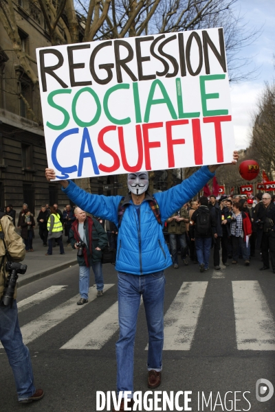 Manifestation contre l accord de  Sécurisation de l Emploi  à l appel de la CGT et de FO