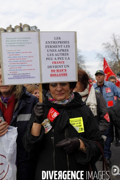 Manifestation contre l accord de  Sécurisation de l Emploi  à l appel de la CGT et de FO