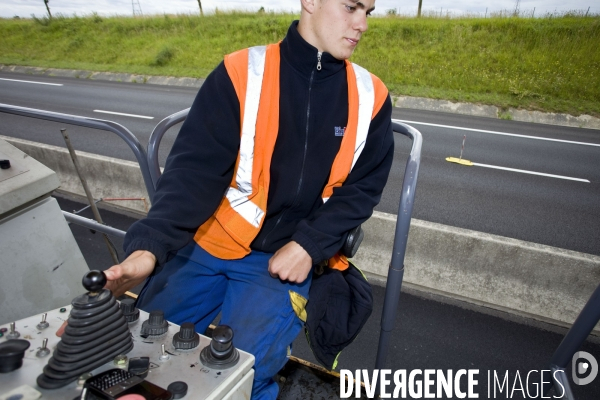 Réfection de chaussée d autoroute