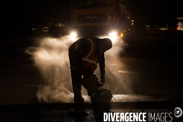 Réfection de chaussée d autoroute