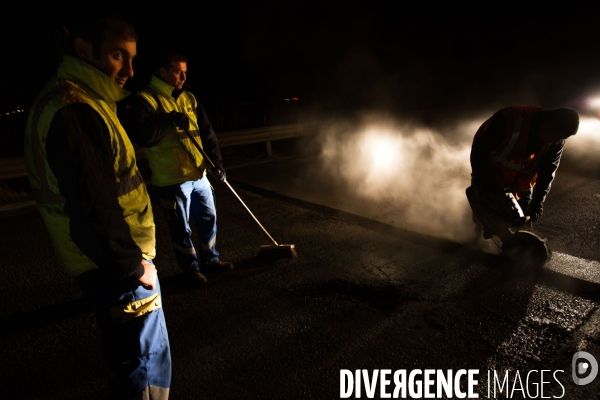 Réfection de chaussée d autoroute