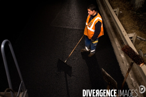 Réfection de chaussée d autoroute