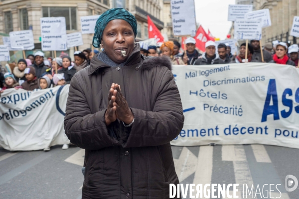 Manifestation contre les expulsions locatives et pour la baisse des loyers.