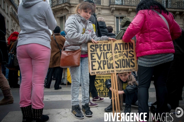 Manifestation contre les expulsions locatives et pour la baisse des loyers.