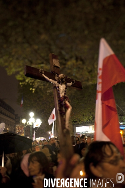 Manifestation de fondamentalistes catholiques contre  la christianophobie 